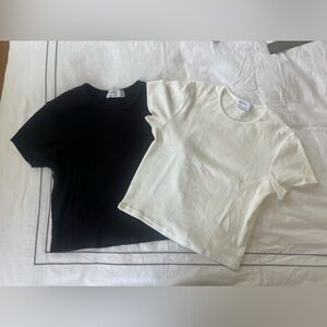 Bershka Black & White Ribbed T-Shirts (you get both!!!)